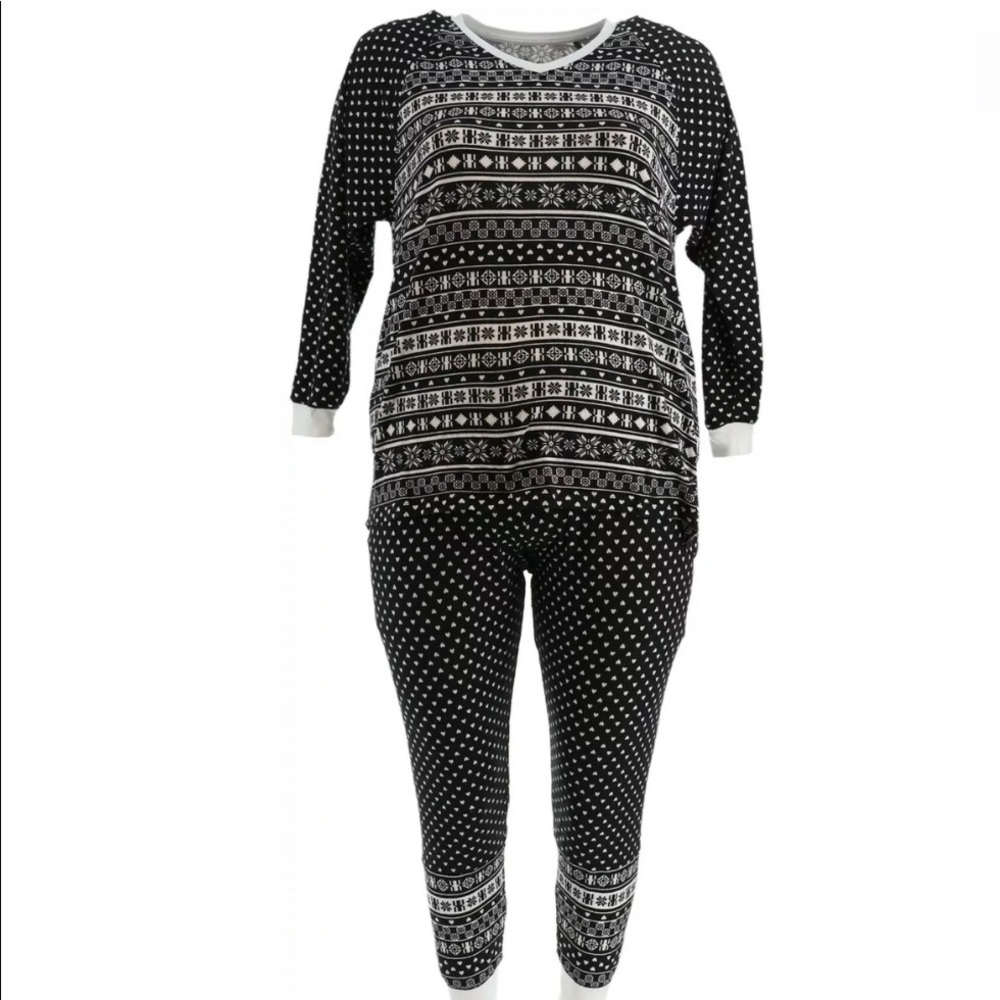 Cuddl Duds Petite Apres Ski Fairisle Pajama Set - Picture 2 of 6
